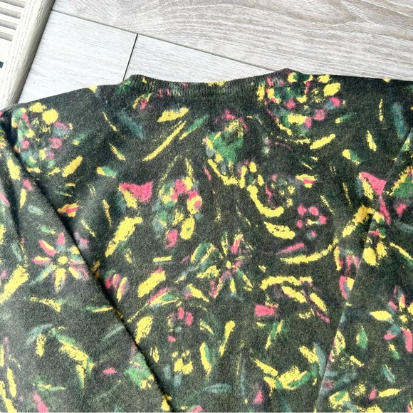 Vintage Alison H. 80s  Art Print Wool Angora Blend Sweater Made in Hong Kong - Picture 14 of 14